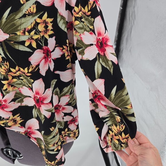6325-24 Moa Collections open front black tropical floral blazer Size XL - Picture 3 of 5